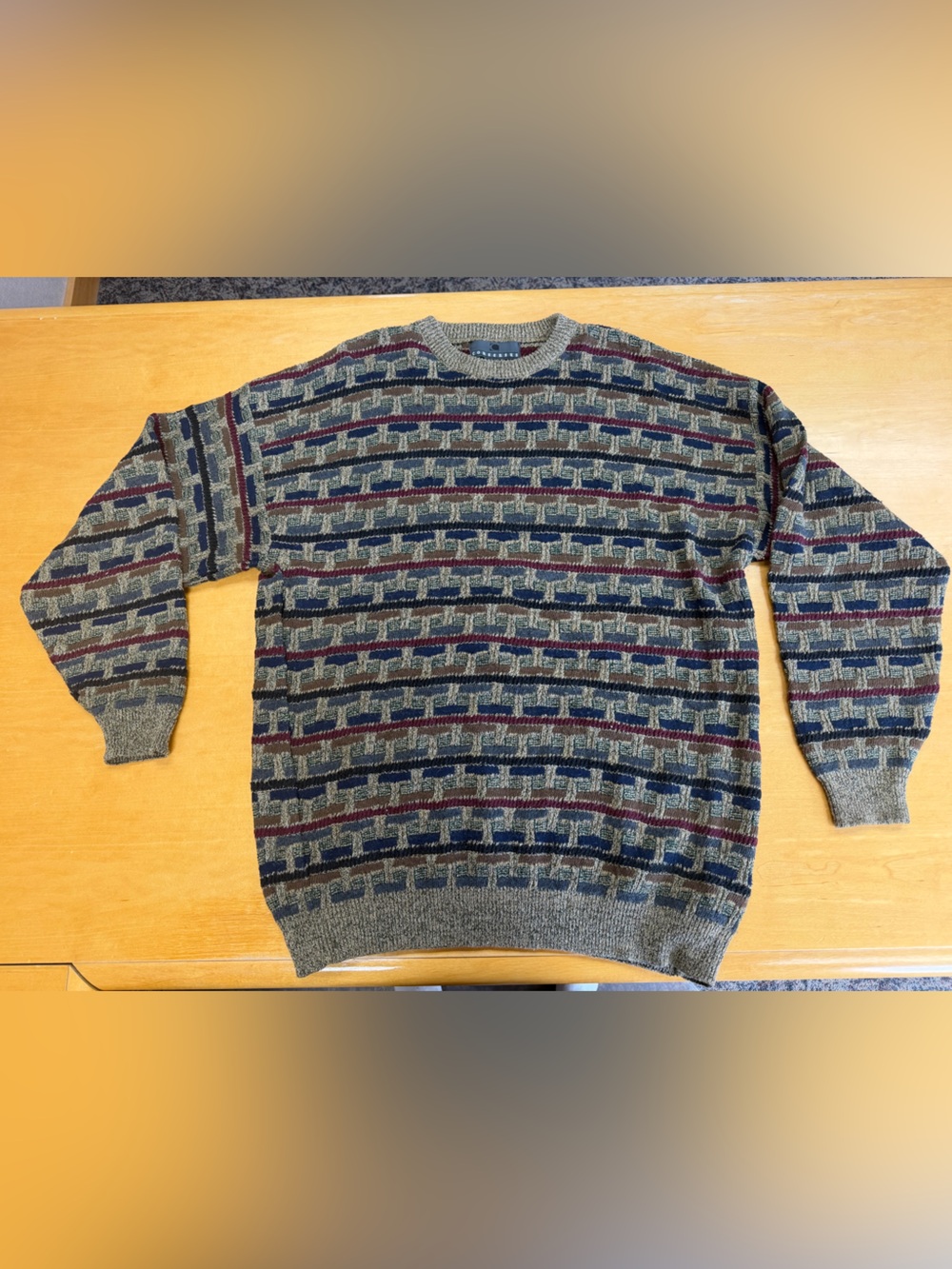 Men’s Consensus Sweater With Geometric Pattern Muted Tunes XXL